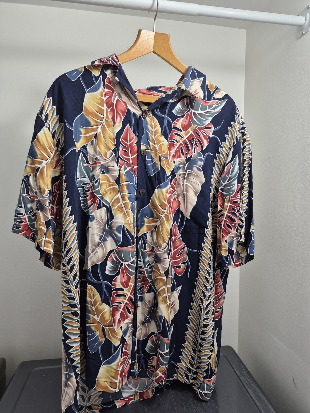 Men's Navy Tropical Print Shirt Jacket